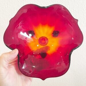 Vintage Fenton‎ Bowl Red 7inches Footed Ruby Amberina Rare